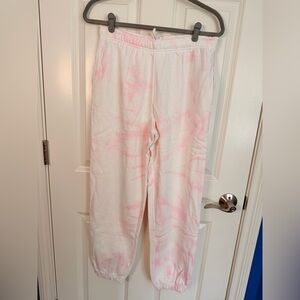 Nia white and pink tie dye cotton joggers size M new with tags